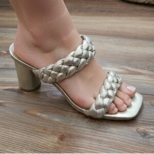 A New Day Sandals Womens 8 Gold Braided Basil Heel Mule NEW